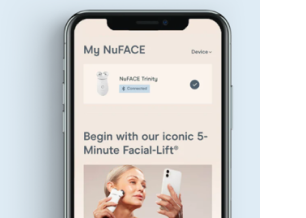 a photograph of the MyNuFACE Smart app on a smartphone